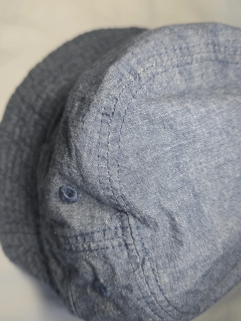 GAP Baby Reversible Chambray Bucket Hat with Striped Chin Strap Cotton.
